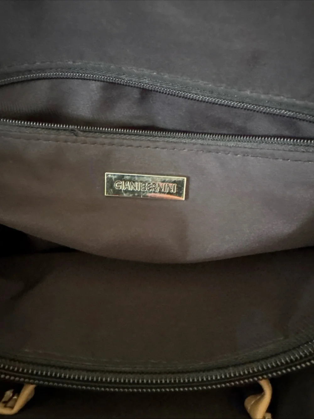 Giani Bernini Black and Tan Saffiano Satchel